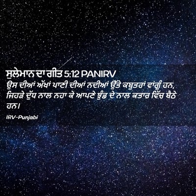 Picture 02 - ਸੁਲੇਮਾਨ ਦਾ ਗੀਤ 5:12 PANIRV - ਉਸ ਦੀਆਂ ਅੱਖਾਂ ਪਾਣੀ - Bible Verse Picture