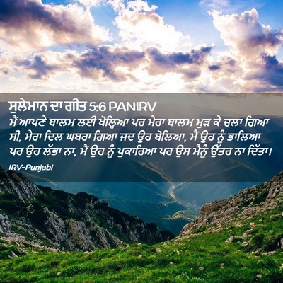 Picture 02 - ਸੁਲੇਮਾਨ ਦਾ ਗੀਤ 5:6 PANIRV - ਮੈਂ ਆਪਣੇ ਬਾਲਮ ਲਈ - Bible Verse Picture