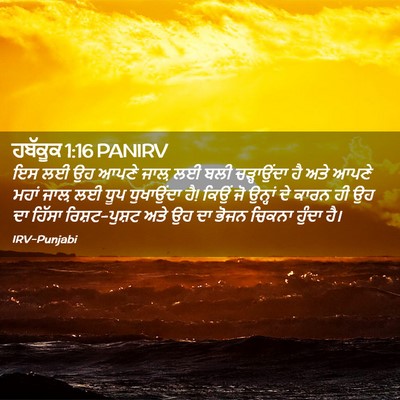 Picture 02 - ਹਬੱਕੂਕ 1:16 PANIRV - ਇਸ ਲਈ ਉਹ ਆਪਣੇ ਜਾਲ਼ - Bible Verse Picture