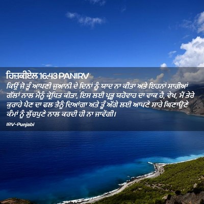 Picture 02 - ਹਿਜ਼ਕੀਏਲ 16:43 PANIRV - ਕਿਉਂ ਜੋ ਤੂੰ ਆਪਣੀ - Bible Verse Picture