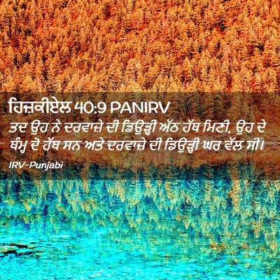 Picture 02 - ਹਿਜ਼ਕੀਏਲ 40:9 PANIRV - ਤਦ ਉਹ ਨੇ ਦਰਵਾਜ਼ੇ ਦੀ - Bible Verse Picture