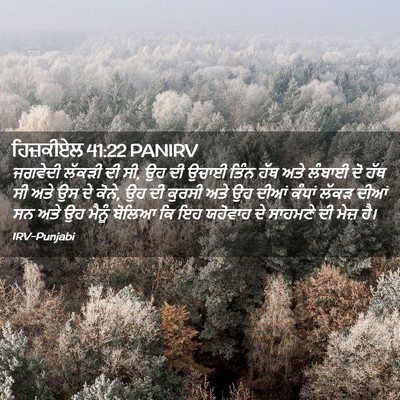 Picture 02 - ਹਿਜ਼ਕੀਏਲ 41:22 PANIRV - ਜਗਵੇਦੀ ਲੱਕੜੀ ਦੀ ਸੀ, - Bible Verse Picture