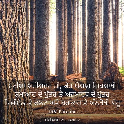 Picture 03 - 1 ਇਤਿਹਾਸ 12:3 PANIRV - ਮੁਖੀਆ ਅਹੀਅਜ਼ਰ ਸੀ, - Bible Verse Picture