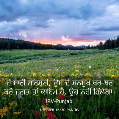 Picture 03 - 1 ਇਤਿਹਾਸ 16:30 PANIRV - ਹੇ ਸਾਰੀ ਸਰਿਸ਼ਟੀ, ਉਸ - Bible Verse Picture