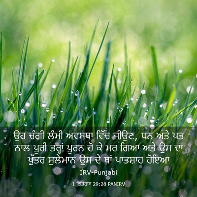 Picture 03 - 1 ਇਤਿਹਾਸ 29:28 PANIRV - ਉਹ ਚੰਗੀ ਲੰਮੀ ਅਵਸਥਾ - Bible Verse Picture