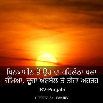 Picture 03 - 1 ਇਤਿਹਾਸ 8:1 PANIRV - ਬਿਨਯਾਮੀਨ ਤੋਂ ਉਹ ਦਾ - Bible Verse Picture