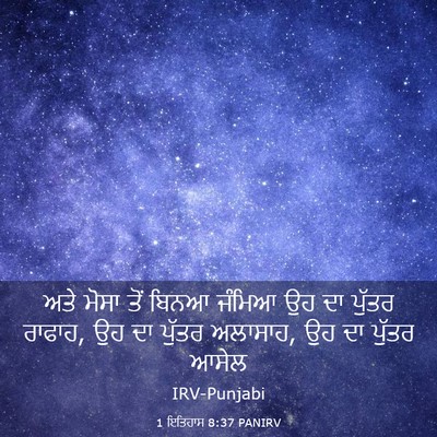 Picture 03 - 1 ਇਤਿਹਾਸ 8:37 PANIRV - ਅਤੇ ਮੋਸਾ ਤੋਂ ਬਿਨਆ - Bible Verse Picture