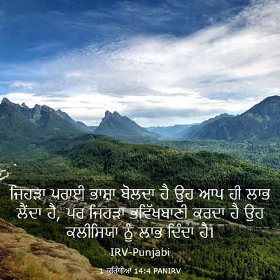 Picture 03 - 1 ਕੁਰਿੰਥੀਆਂ 14:4 PANIRV - ਜਿਹੜਾ ਪਰਾਈ ਭਾਸ਼ਾ - Bible Verse Picture
