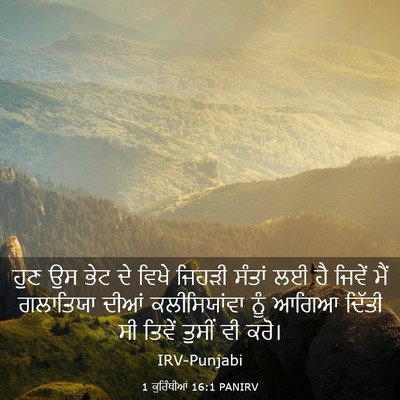 Picture 03 - 1 ਕੁਰਿੰਥੀਆਂ 16:1 PANIRV - ਹੁਣ ਉਸ ਭੇਟ ਦੇ ਵਿਖੇ - Bible Verse Picture