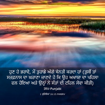 Picture 03 - 1 ਕੁਰਿੰਥੀਆਂ 16:15 PANIRV - ਹੁਣ ਹੇ ਭਰਾਵੋ, ਮੈਂ - Bible Verse Picture
