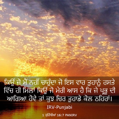 Picture 03 - 1 ਕੁਰਿੰਥੀਆਂ 16:7 PANIRV - ਕਿਉਂ ਜੋ ਮੈਂ ਨਹੀਂ - Bible Verse Picture
