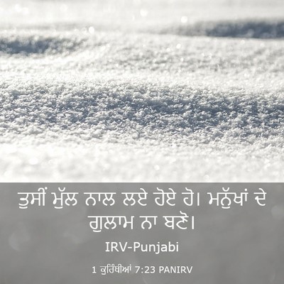 Picture 03 - 1 ਕੁਰਿੰਥੀਆਂ 7:23 PANIRV - ਤੁਸੀਂ ਮੁੱਲ ਨਾਲ ਲਏ - Bible Verse Picture