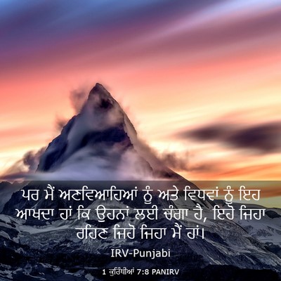 Picture 03 - 1 ਕੁਰਿੰਥੀਆਂ 7:8 PANIRV - ਪਰ ਮੈਂ ਅਣਵਿਆਹਿਆਂ - Bible Verse Picture