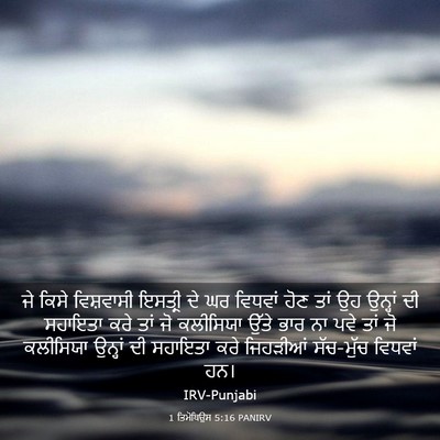 Picture 03 - 1 ਤਿਮੋਥਿਉਸ 5:16 PANIRV - ਜੇ ਕਿਸੇ ਵਿਸ਼ਵਾਸੀ - Bible Verse Picture