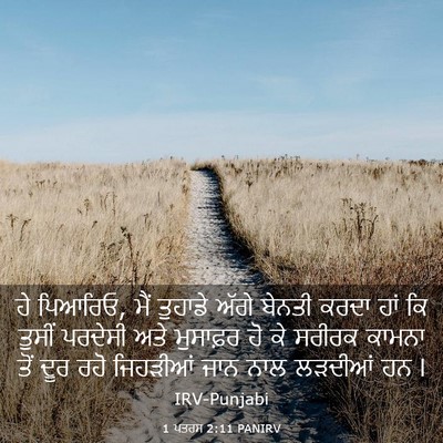 Picture 03 - 1 ਪਤਰਸ 2:11 PANIRV - ਹੇ ਪਿਆਰਿਓ, ਮੈਂ - Bible Verse Picture