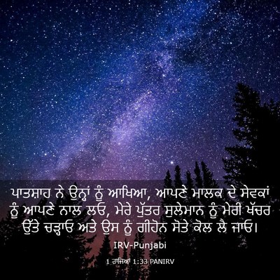 Picture 03 - 1 ਰਾਜਿਆਂ 1:33 PANIRV - ਪਾਤਸ਼ਾਹ ਨੇ ਉਨ੍ਹਾਂ - Bible Verse Picture