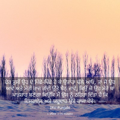 Picture 03 - 1 ਰਾਜਿਆਂ 1:35 PANIRV - ਫੇਰ ਤੁਸੀਂ ਉਹ ਦੇ - Bible Verse Picture