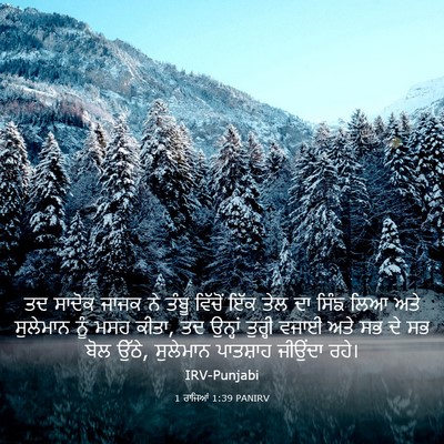 Picture 03 - 1 ਰਾਜਿਆਂ 1:39 PANIRV - ਤਦ ਸਾਦੋਕ ਜਾਜਕ ਨੇ - Bible Verse Picture