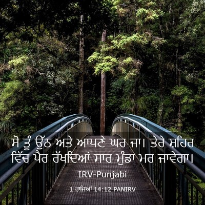 Picture 03 - 1 ਰਾਜਿਆਂ 14:12 PANIRV - ਸੋ ਤੂੰ ਉੱਠ ਅਤੇ ਆਪਣੇ - Bible Verse Picture