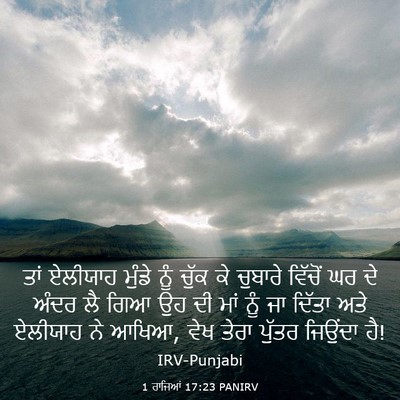 Picture 03 - 1 ਰਾਜਿਆਂ 17:23 PANIRV - ਤਾਂ ਏਲੀਯਾਹ ਮੁੰਡੇ - Bible Verse Picture