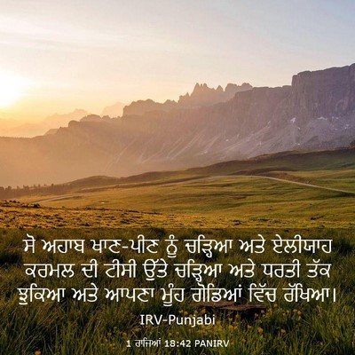 Picture 03 - 1 ਰਾਜਿਆਂ 18:42 PANIRV - ਸੋ ਅਹਾਬ ਖਾਣ-ਪੀਣ ਨੂੰ - Bible Verse Picture