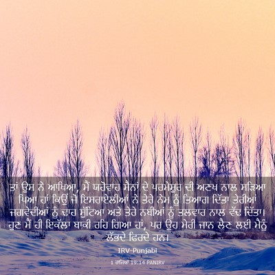 Picture 03 - 1 ਰਾਜਿਆਂ 19:14 PANIRV - ਤਾਂ ਉਸ ਨੇ ਆਖਿਆ, ਮੈਂ - Bible Verse Picture
