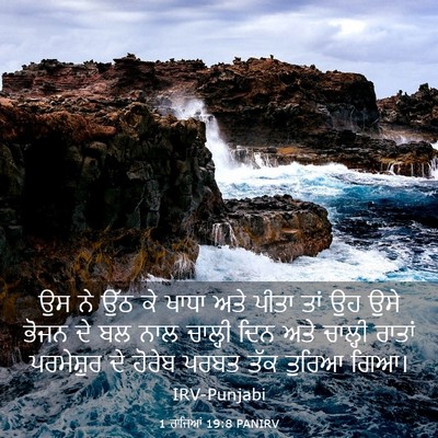 Picture 03 - 1 ਰਾਜਿਆਂ 19:8 PANIRV - ਉਸ ਨੇ ਉੱਠ ਕੇ ਖਾਧਾ - Bible Verse Picture