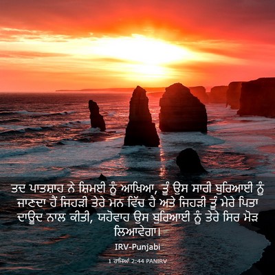 Picture 03 - 1 ਰਾਜਿਆਂ 2:44 PANIRV - ਤਦ ਪਾਤਸ਼ਾਹ ਨੇ - Bible Verse Picture