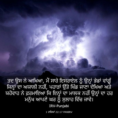 Picture 03 - 1 ਰਾਜਿਆਂ 22:17 PANIRV - ਤਦ ਉਸ ਨੇ ਆਖਿਆ, ਮੈਂ - Bible Verse Picture