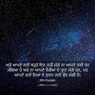 Picture 03 - 1 ਰਾਜਿਆਂ 3:11 PANIRV - ਅਤੇ ਆਪਣੇ ਲਈ ਬਹੁਤੇ - Bible Verse Picture