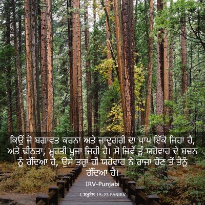 Picture 03 - 1 ਸਮੂਏਲ 15:23 PANIRV - ਕਿਉਂ ਜੋ ਬਗਾਵਤ ਕਰਨਾ - Bible Verse Picture
