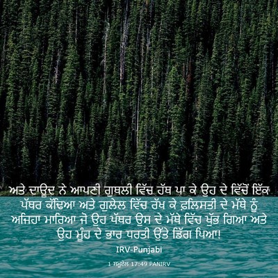 Picture 03 - 1 ਸਮੂਏਲ 17:49 PANIRV - ਅਤੇ ਦਾਊਦ ਨੇ ਆਪਣੀ - Bible Verse Picture