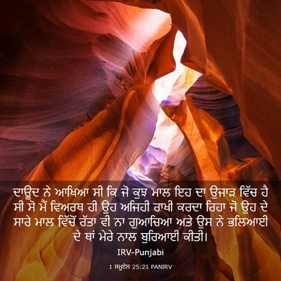 Picture 03 - 1 ਸਮੂਏਲ 25:21 PANIRV - ਦਾਊਦ ਨੇ ਆਖਿਆ ਸੀ ਕਿ - Bible Verse Picture
