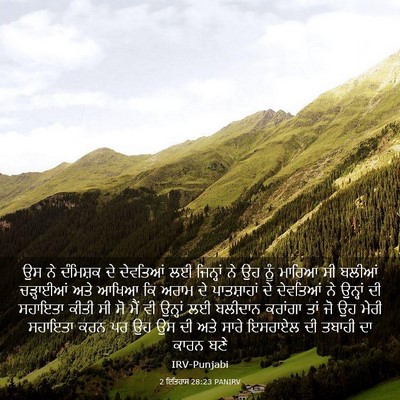Picture 03 - 2 ਇਤਿਹਾਸ 28:23 PANIRV - ਉਸ ਨੇ ਦੰਮਿਸ਼ਕ ਦੇ - Bible Verse Picture