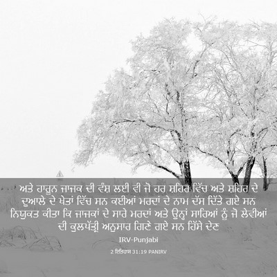Picture 03 - 2 ਇਤਿਹਾਸ 31:19 PANIRV - ਅਤੇ ਹਾਰੂਨ ਜਾਜਕ ਦੀ - Bible Verse Picture