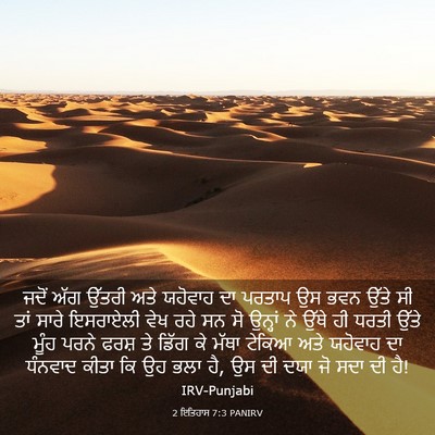 Picture 03 - 2 ਇਤਿਹਾਸ 7:3 PANIRV - ਜਦੋਂ ਅੱਗ ਉੱਤਰੀ ਅਤੇ - Bible Verse Picture