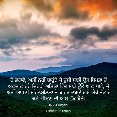 Picture 03 - 2 ਕੁਰਿੰਥੀਆਂ 1:8 PANIRV - ਹੇ ਭਰਾਵੋ, ਅਸੀਂ ਨਹੀਂ - Bible Verse Picture