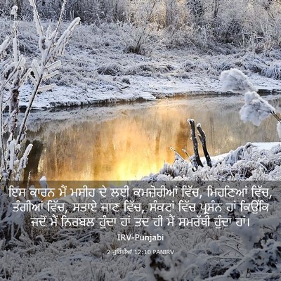 Picture 03 - 2 ਕੁਰਿੰਥੀਆਂ 12:10 PANIRV - ਇਸ ਕਾਰਨ ਮੈਂ ਮਸੀਹ ਦੇ - Bible Verse Picture
