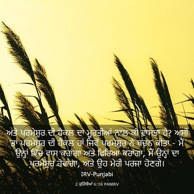 Picture 03 - 2 ਕੁਰਿੰਥੀਆਂ 6:16 PANIRV - ਅਤੇ ਪਰਮੇਸ਼ੁਰ ਦੀ - Bible Verse Picture
