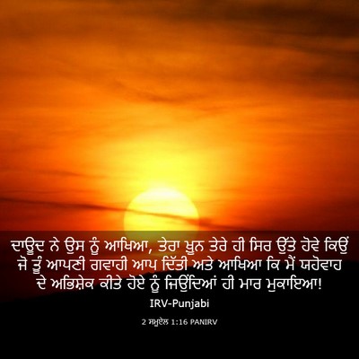 Picture 03 - 2 ਸਮੂਏਲ 1:16 PANIRV - ਦਾਊਦ ਨੇ ਉਸ ਨੂੰ - Bible Verse Picture