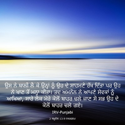 Picture 03 - 2 ਸਮੂਏਲ 13:9 PANIRV - ਉਸ ਨੇ ਥਾਲੀ ਲੈ ਕੇ - Bible Verse Picture