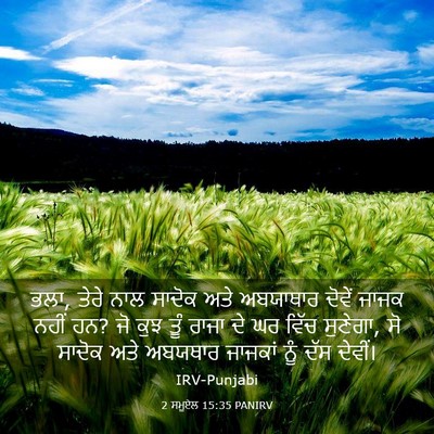 Picture 03 - 2 ਸਮੂਏਲ 15:35 PANIRV - ਭਲਾ, ਤੇਰੇ ਨਾਲ ਸਾਦੋਕ - Bible Verse Picture