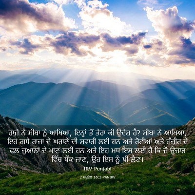 Picture 03 - 2 ਸਮੂਏਲ 16:2 PANIRV - ਰਾਜੇ ਨੇ ਸੀਬਾ ਨੂੰ - Bible Verse Picture