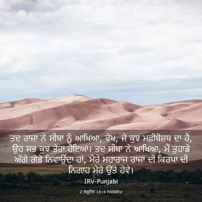Picture 03 - 2 ਸਮੂਏਲ 16:4 PANIRV - ਤਦ ਰਾਜਾ ਨੇ ਸੀਬਾ ਨੂੰ - Bible Verse Picture