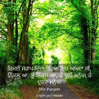 Picture 03 - 2 ਸਮੂਏਲ 16:7 PANIRV - ਸ਼ਿਮਈ ਸਰਾਪ ਦਿੰਦਾ - Bible Verse Picture