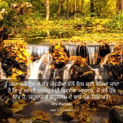 Picture 03 - ਅਜ਼ਰਾ 7:14 PANIRV - ਤੂੰ ਰਾਜਾ ਅਤੇ ਉਸ ਦੇ - Bible Verse Picture