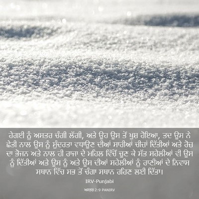 Picture 03 - ਅਸਤਰ 2:9 PANIRV - ਹੇਗਈ ਨੂੰ ਅਸਤਰ ਚੰਗੀ - Bible Verse Picture