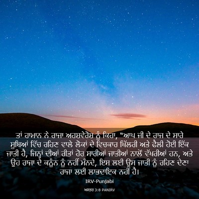 Picture 03 - ਅਸਤਰ 3:8 PANIRV - ਤਾਂ ਹਾਮਾਨ ਨੇ ਰਾਜਾ - Bible Verse Picture
