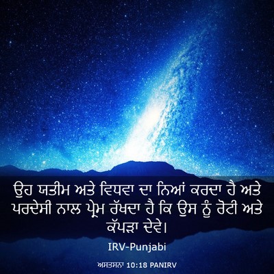 Picture 03 - ਅਸਤਸਨਾ 10:18 PANIRV - ਉਹ ਯਤੀਮ ਅਤੇ ਵਿਧਵਾ - Bible Verse Picture
