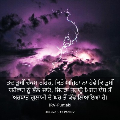 Picture 03 - ਅਸਤਸਨਾ 6:12 PANIRV - ਤਦ ਤੁਸੀਂ ਚੌਕਸ ਰਹਿਓ, - Bible Verse Picture